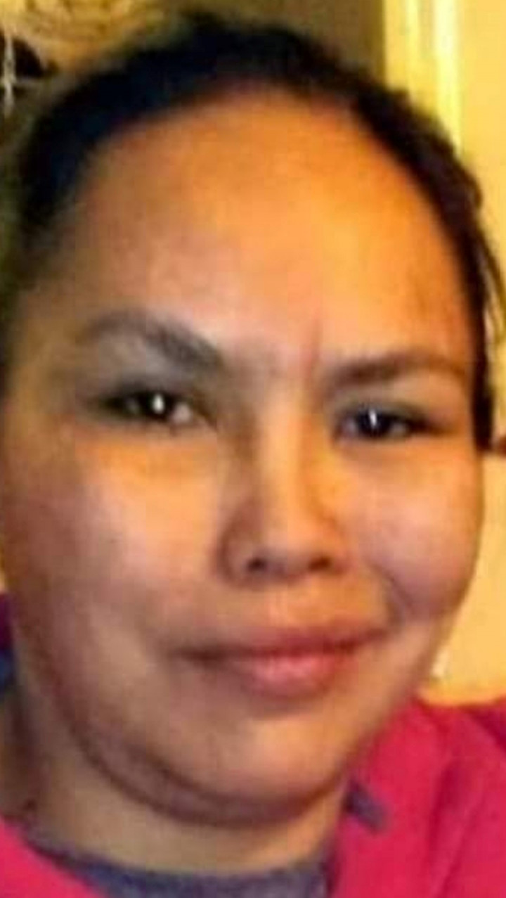 Reminder: Ramona Peter is described as a First Nations woman, age 40, with long black hair and brown eyes. She is approximately 5 ft 6 in (168 cm) and 110 lbs. She was last seen wearing a long blue winter jacket.